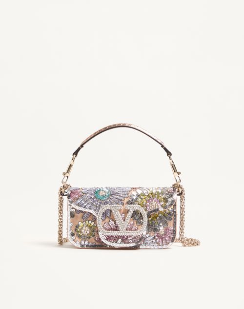 Valentino Garavani - Valentino Garavani Locò Small Embroidered Shoulder Bag With Jewel Logo - Multicolour - Woman - Shoulder Bags